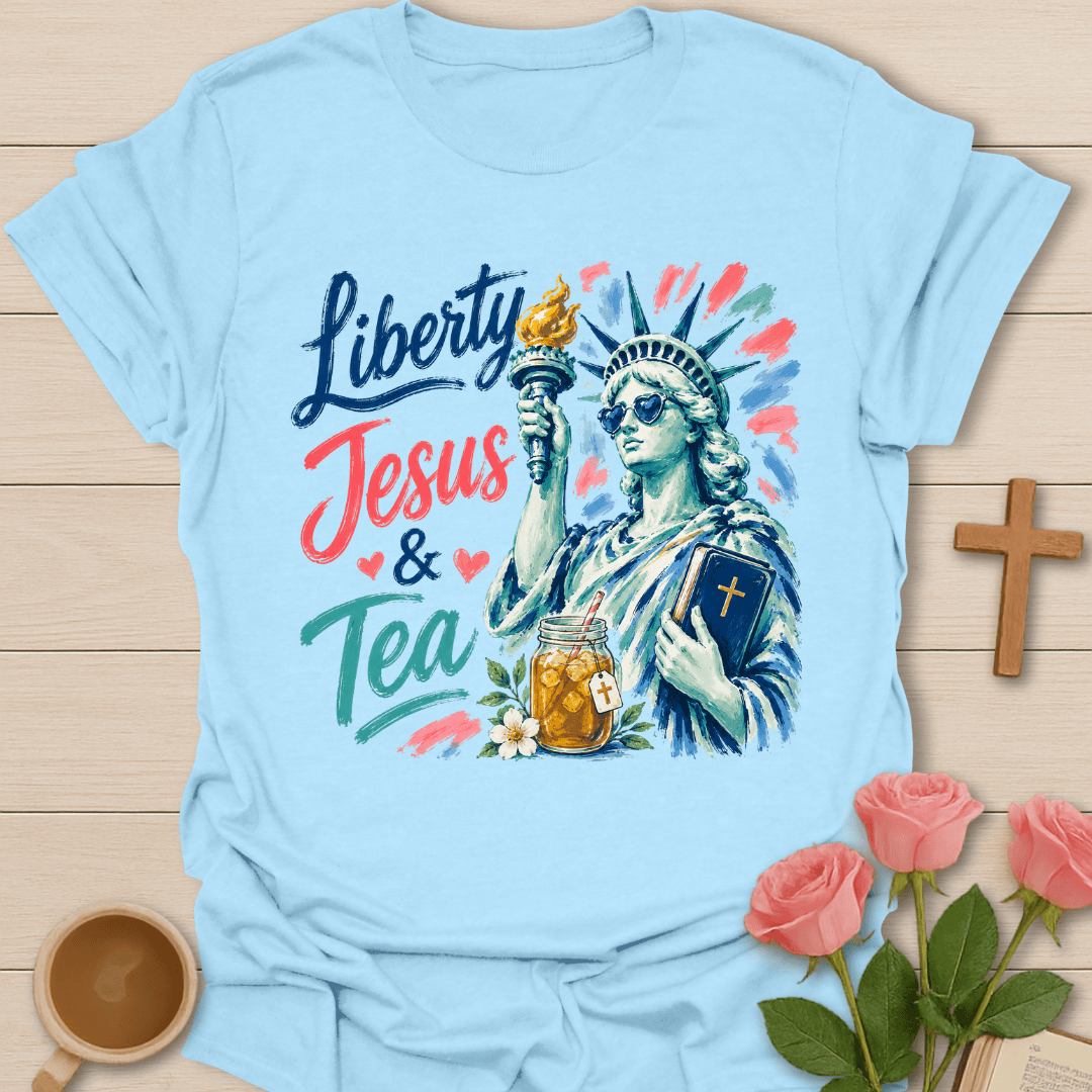 Liberty Jesus & Sweet Tea T-Shirt KozzyCo Christian and tea lover design