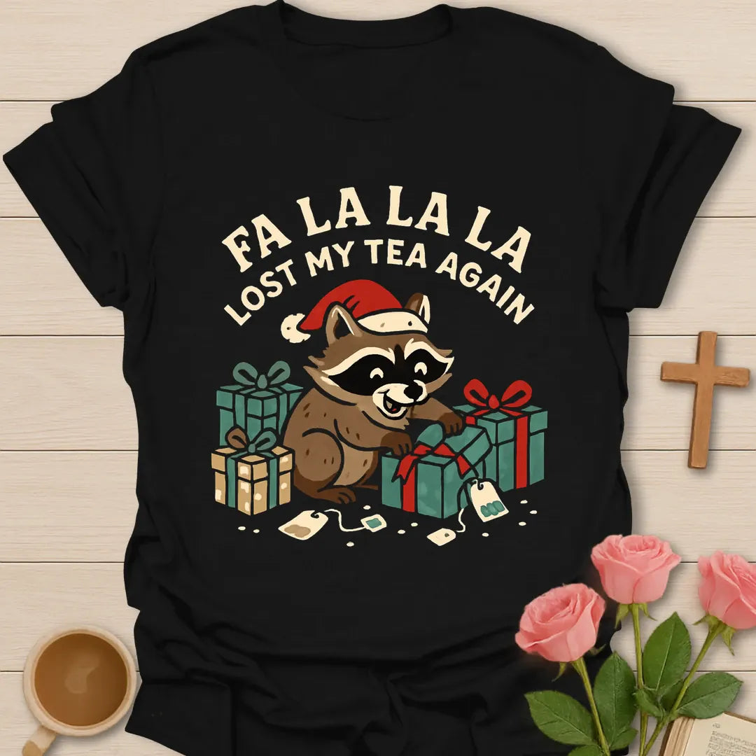 Lost The Tea funny Christian t-shirt with playful tea lettering - Black