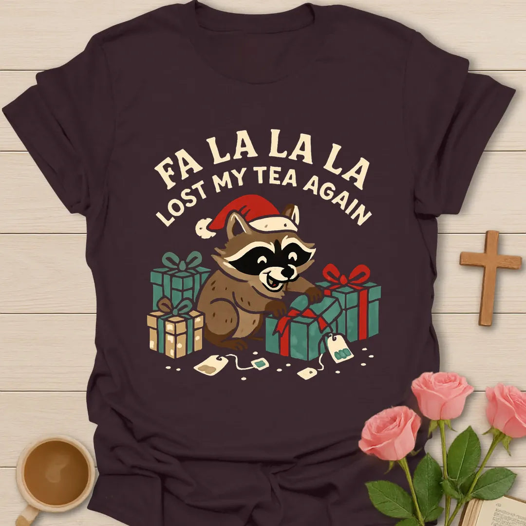 Lost The Tea funny Christian t-shirt with playful tea lettering - Dark Chocolate