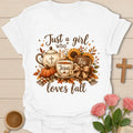 Love Jesus Tea and Fall shirt with cozy autumn faith and tea lettering - White