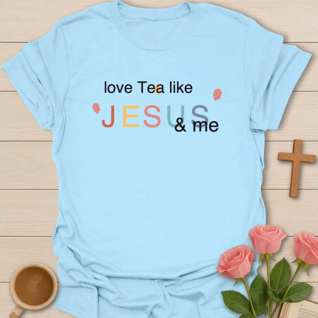 Love Like Jesus shirt with gentle faith lettering - Light Blue