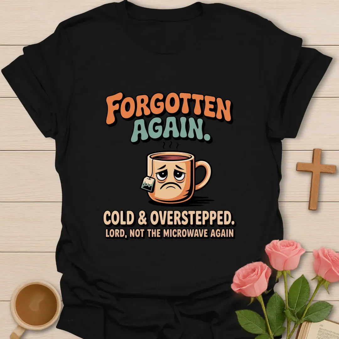 Love Of Tea shirt with cozy lettering and faith-inspired tea design. - Black