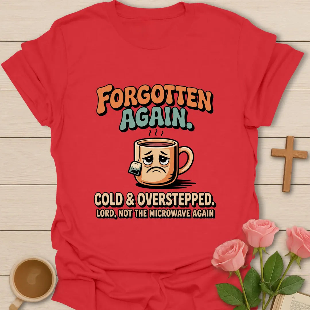 Love Of Tea shirt with cozy lettering and faith-inspired tea design. - Red