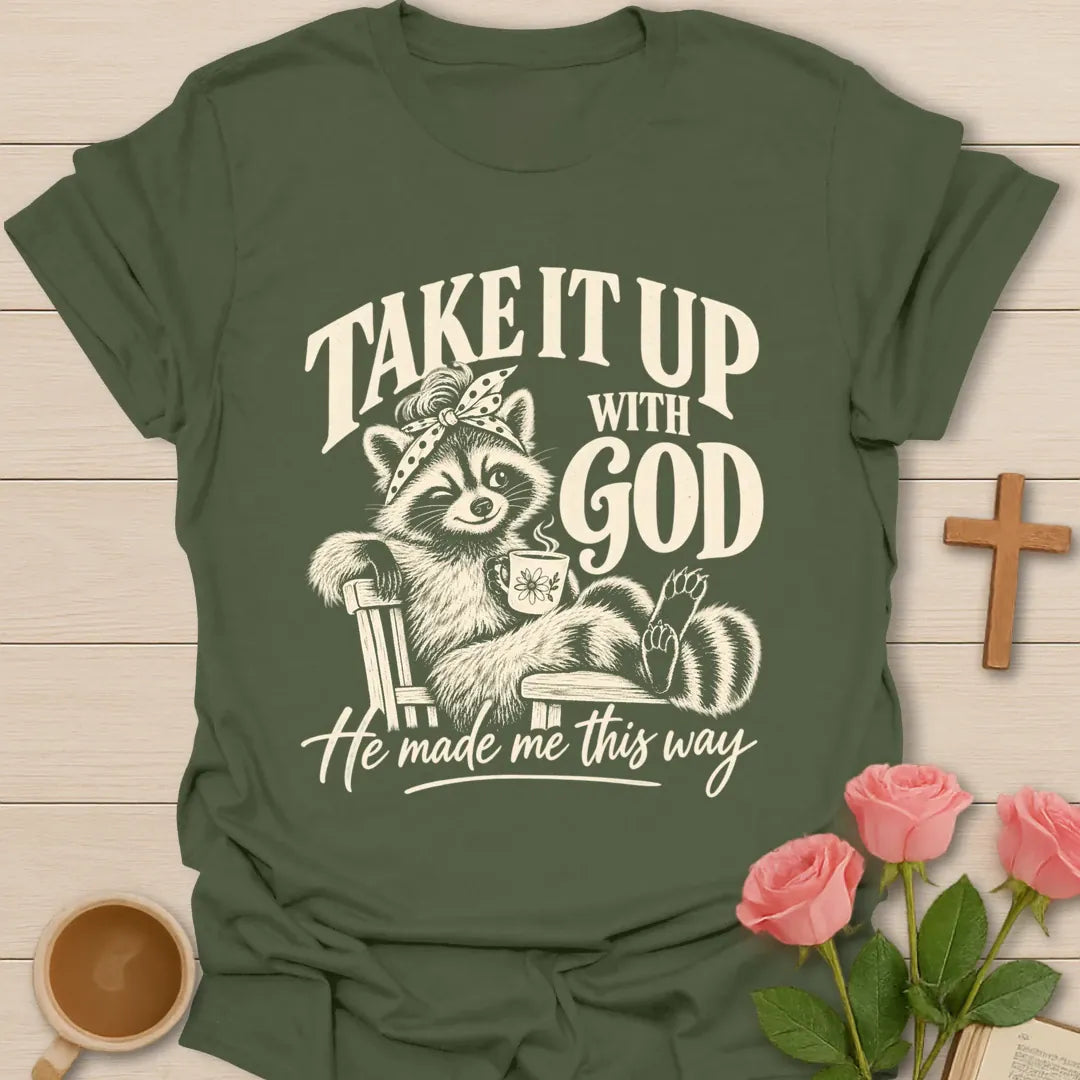 Made This Way T-Shirt with Psalm 139:14 inspired lettering. - Military Green
