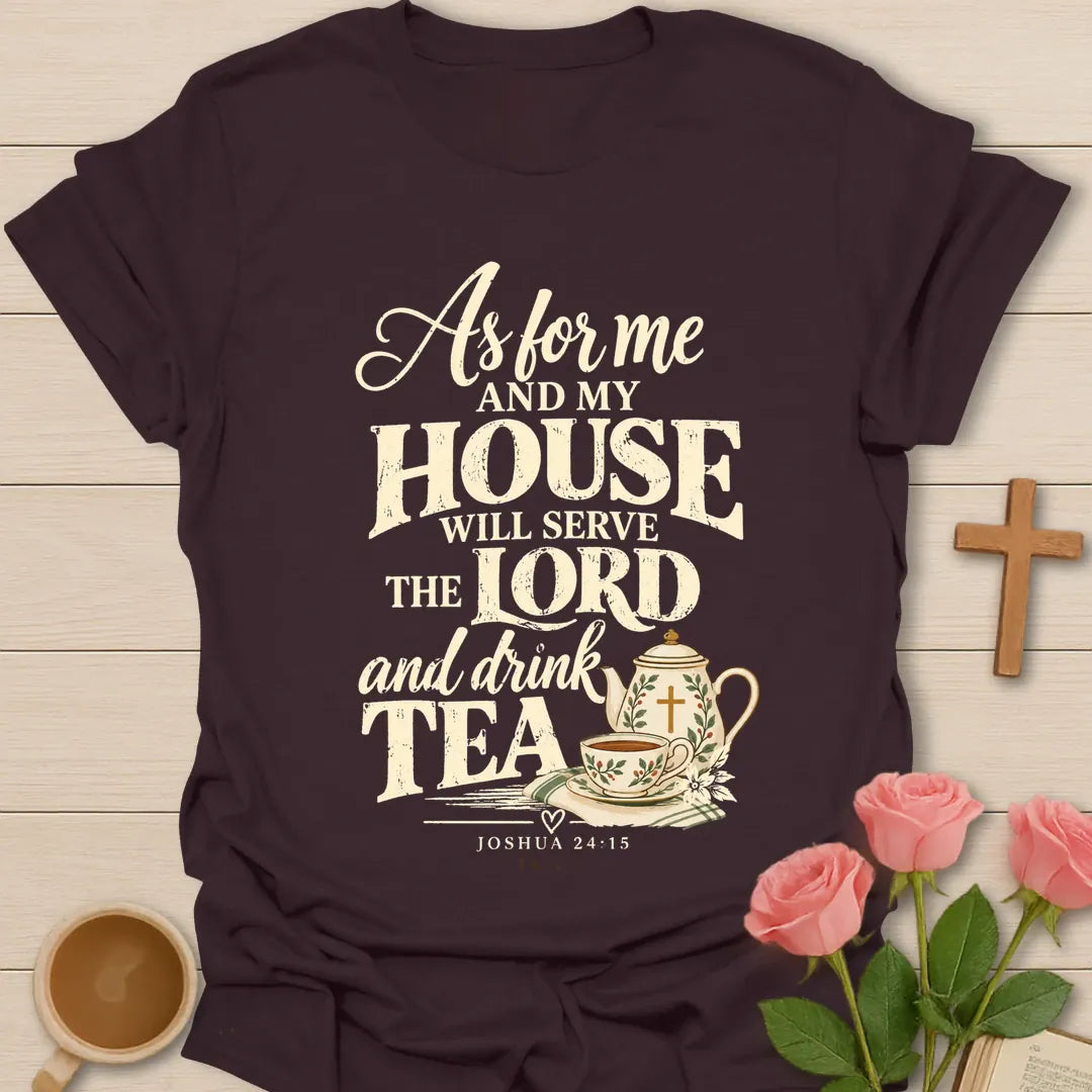 Me & My House Christian t-shirt with faith-inspired lettering and design - Dark Chocolate