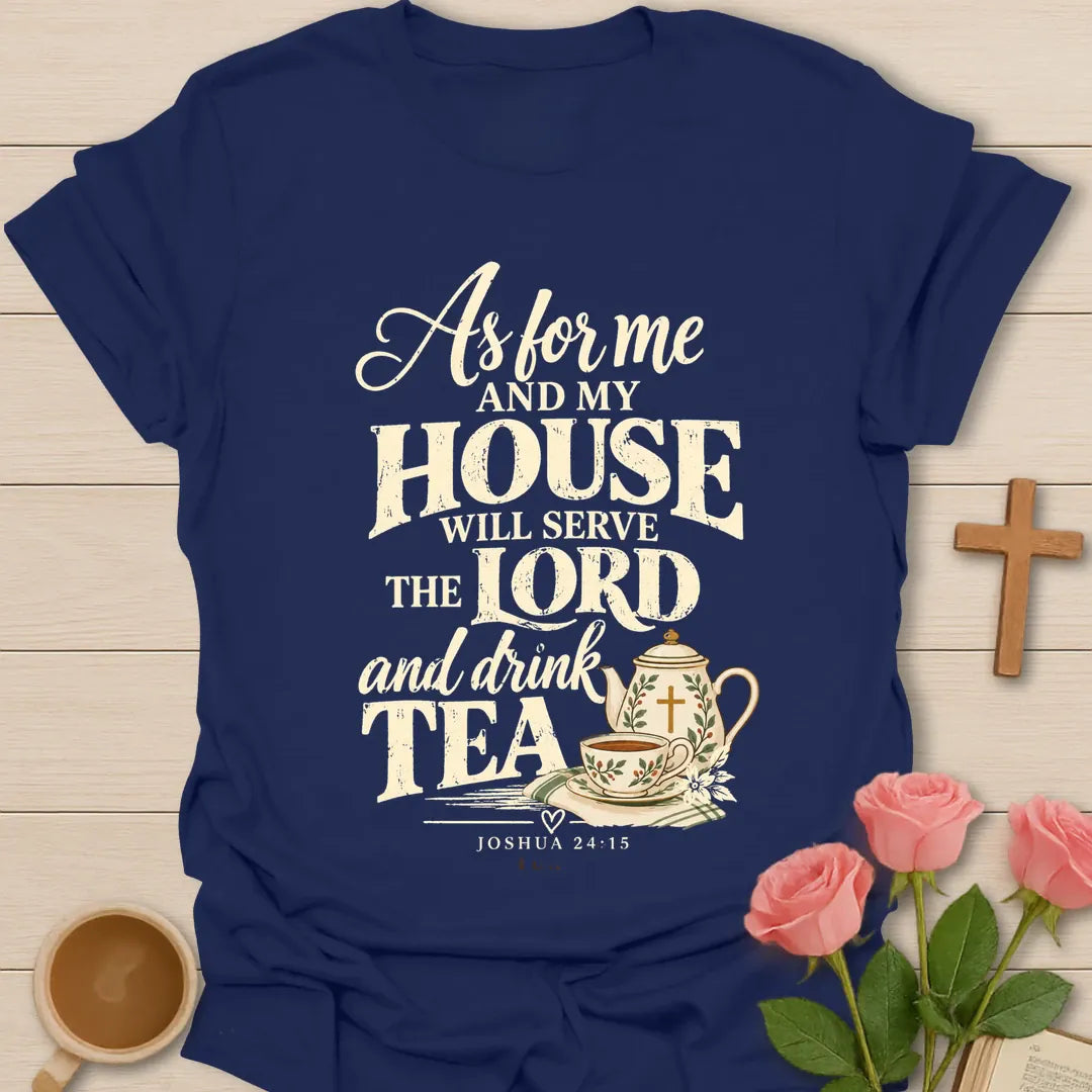 Me & My House Christian t-shirt with faith-inspired lettering and design - Navy