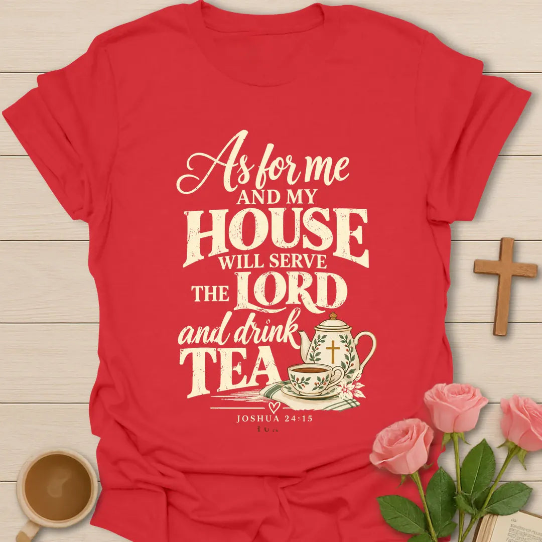 Me & My House Christian t-shirt with faith-inspired lettering and design - Red