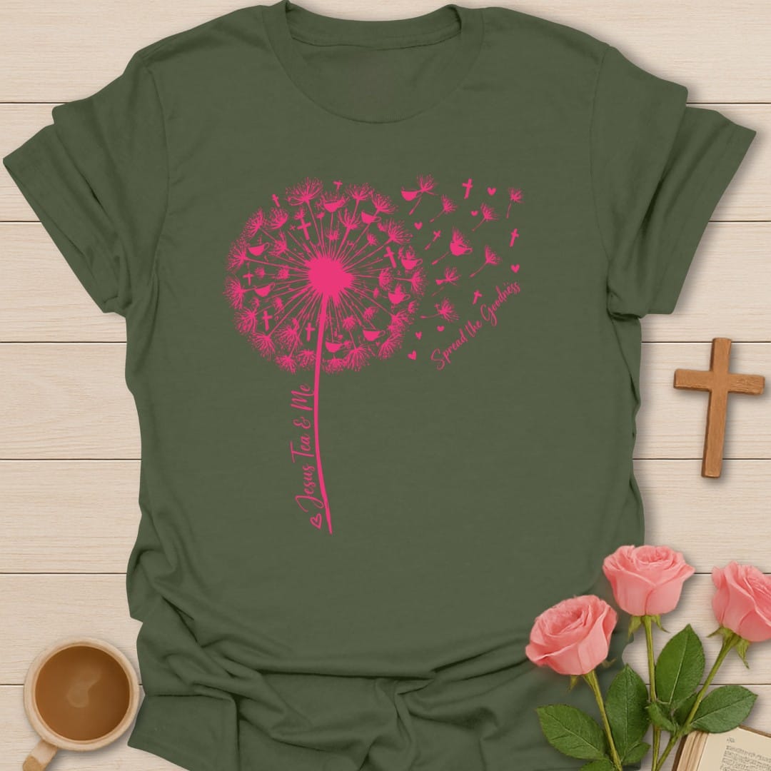 Spread The Goodness t-shirt with cheerful lettering and faith-inspired design - Military Green
