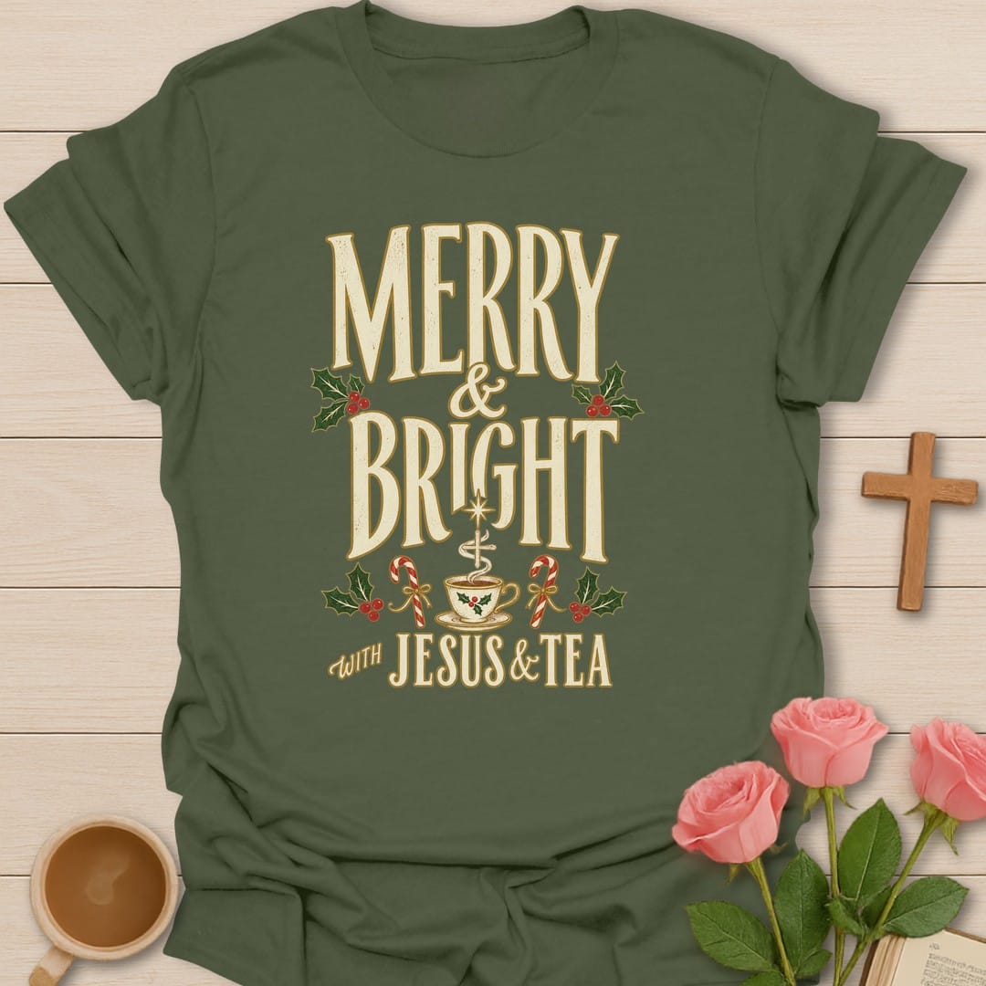 Spiked Comfort t-shirt with cozy lettering and faith-inspired design - Military Green