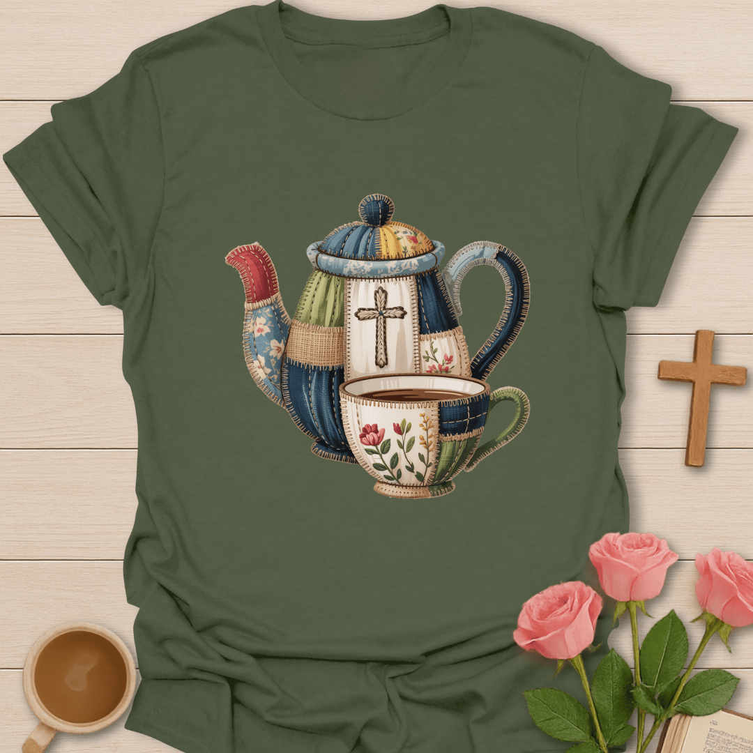 Faux Patchwork Faith Teapot T-Shirt T-Shirt