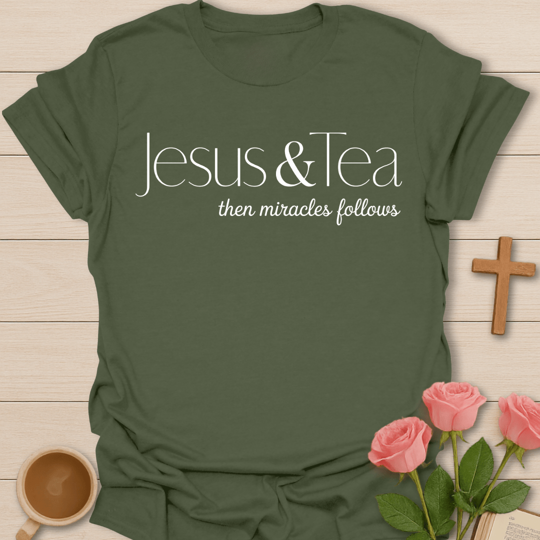 Miracles Follow Jesus Tea T-Shirt T-Shirt