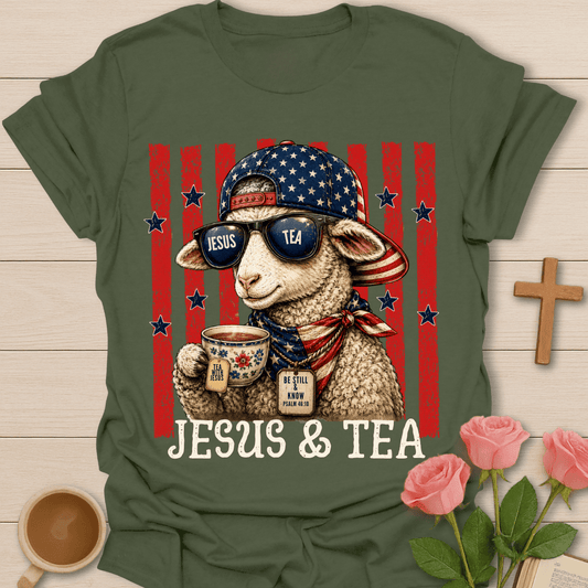 Jesus and Tea Patriotic Lamb T-Shirt T-Shirt