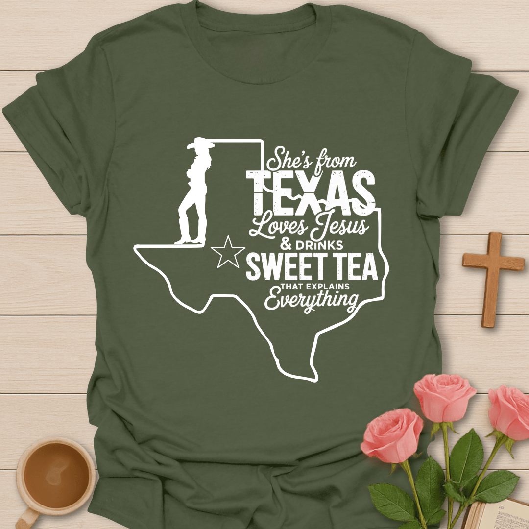 Texas Jesus Sweet Tea T-Shirt KozzyCo Christian and tea lover design