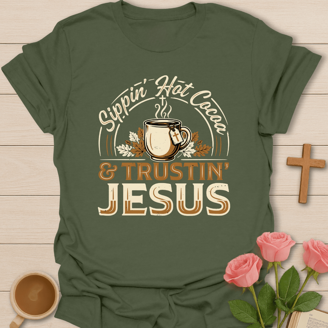 Trusting Jesus Tea Lover T-Shirt KozzyCo Christian and tea lover design
