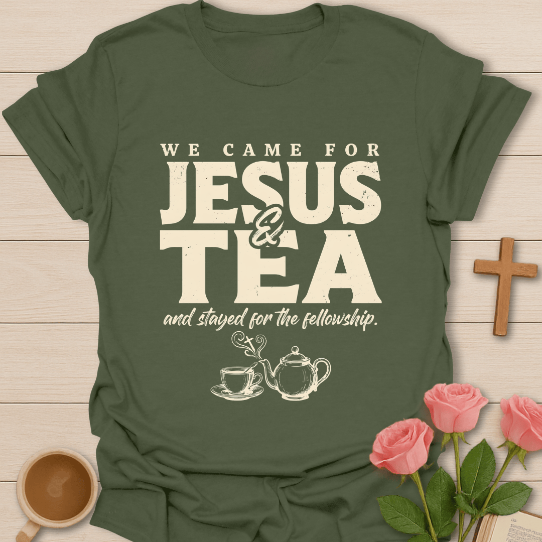 Jesus & Tea Fellowship T-Shirt KozzyCo Christian and tea lover design