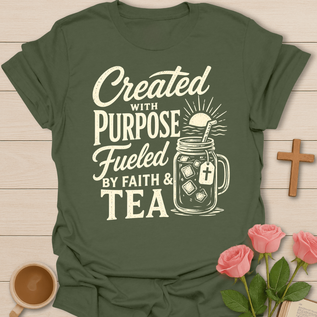 Purpose Faith & Tea T-Shirt KozzyCo Christian and tea lover design