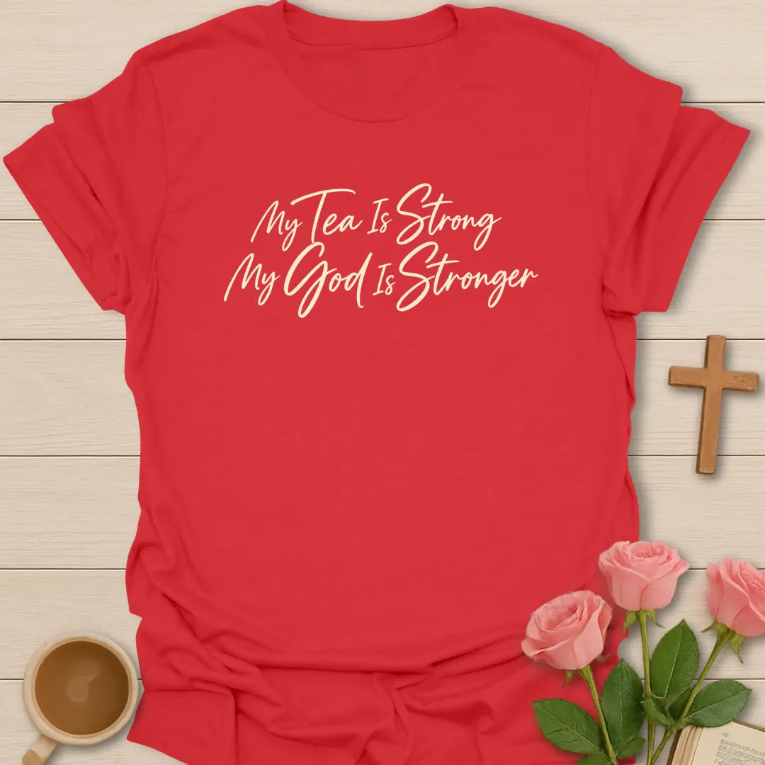 My Strong God t-shirt with faith-inspired lettering - Red