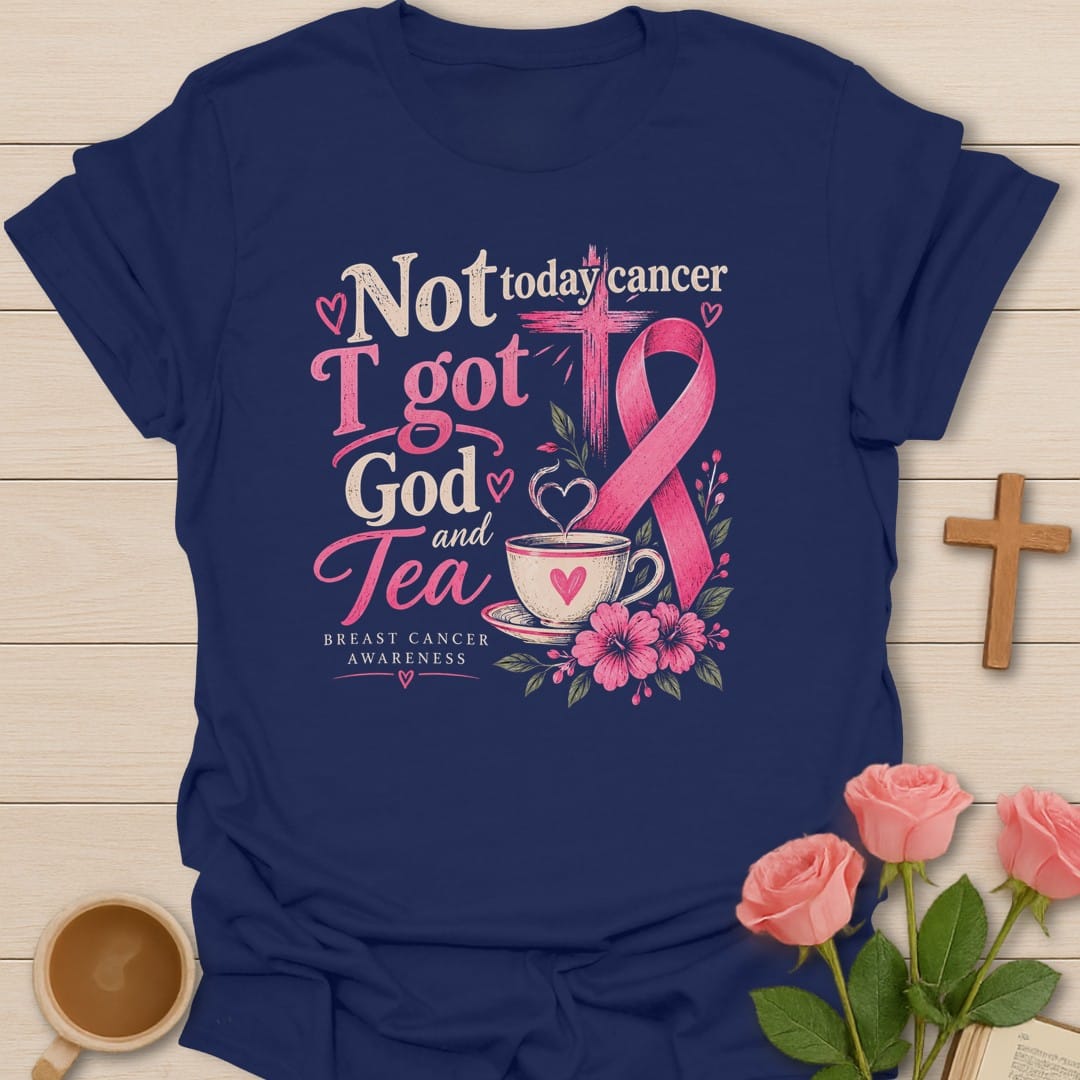 Faith Over Fear t-shirt with bold lettering and faith-inspired design - Navy