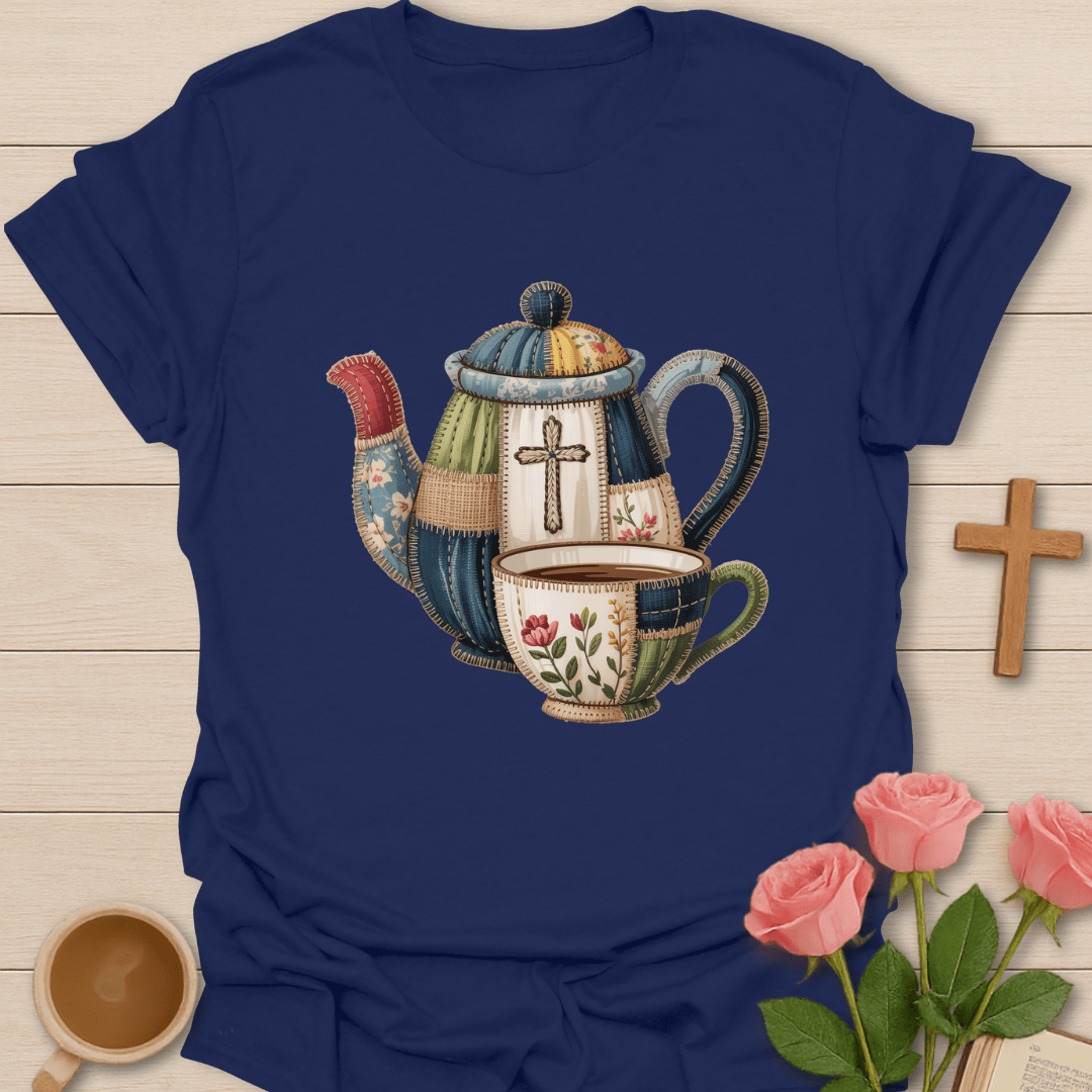 Faux Patchwork Faith Teapot T-Shirt T-Shirt