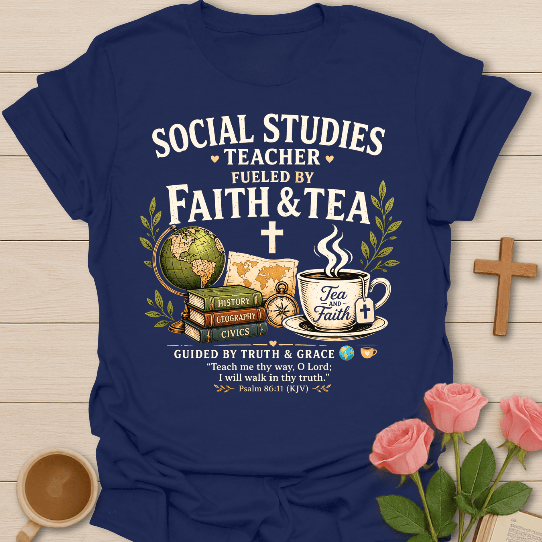Faith & Tea Social Studies Teacher T-Shirt T-Shirt
