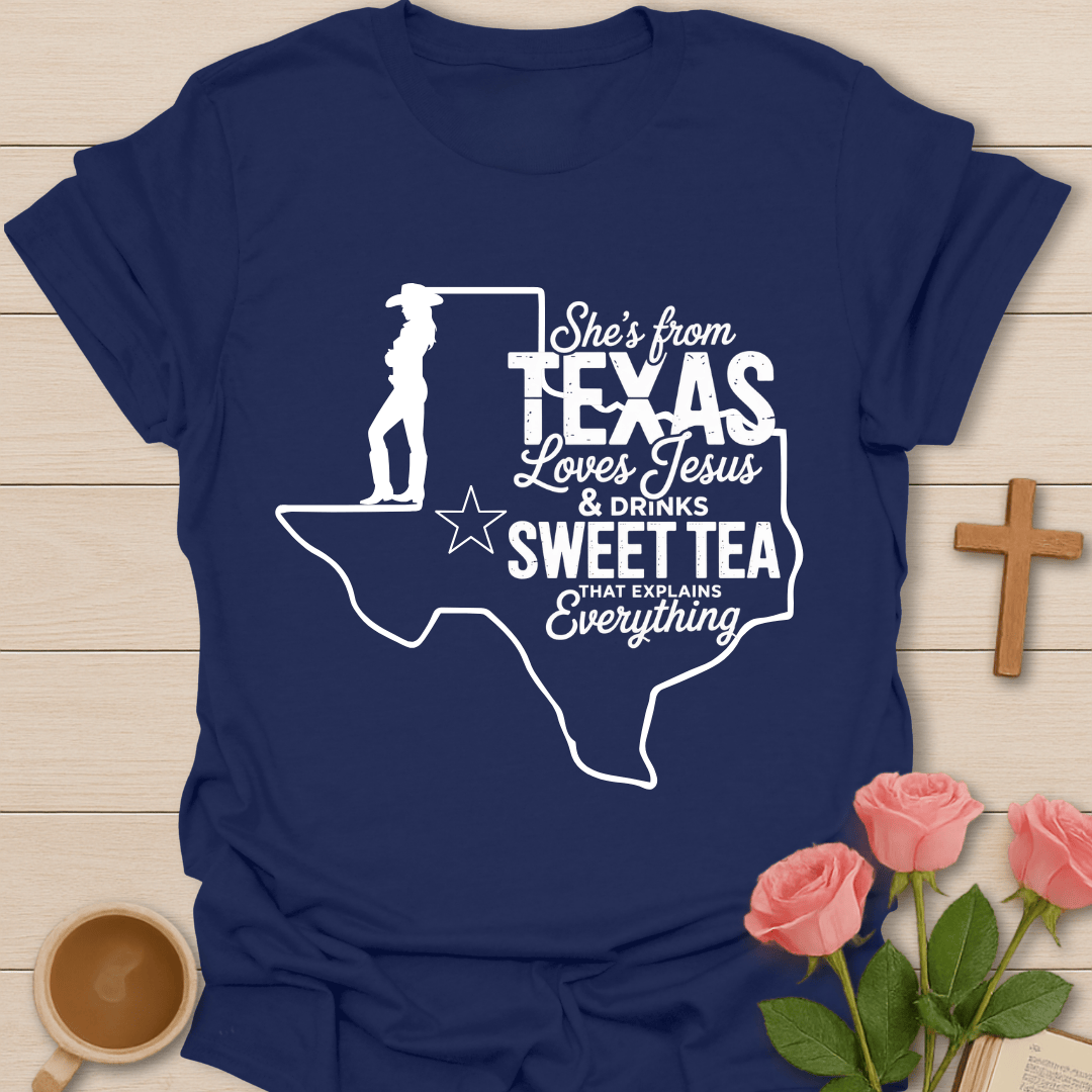 Texas Jesus Sweet Tea T-Shirt KozzyCo Christian and tea lover design