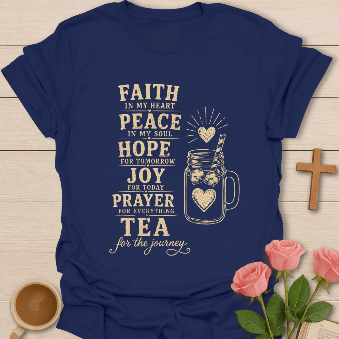 Tea Prayer Journey T-Shirt KozzyCo Christian and tea lover design