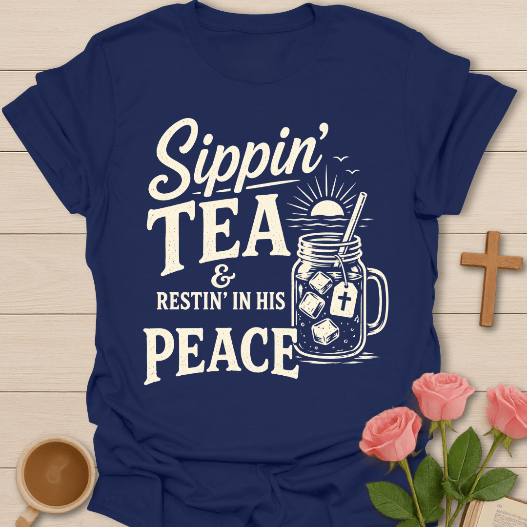 Restin In His Peace Tea T-Shirt KozzyCo Christian and tea lover design