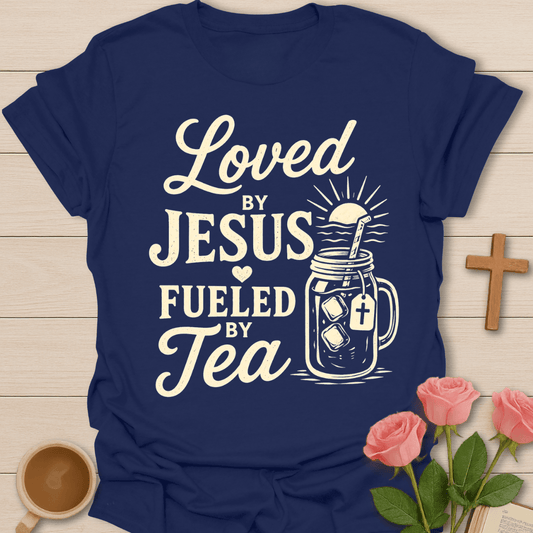 Loved By Jesus Tea T-Shirt KozzyCo Christian and tea lover design