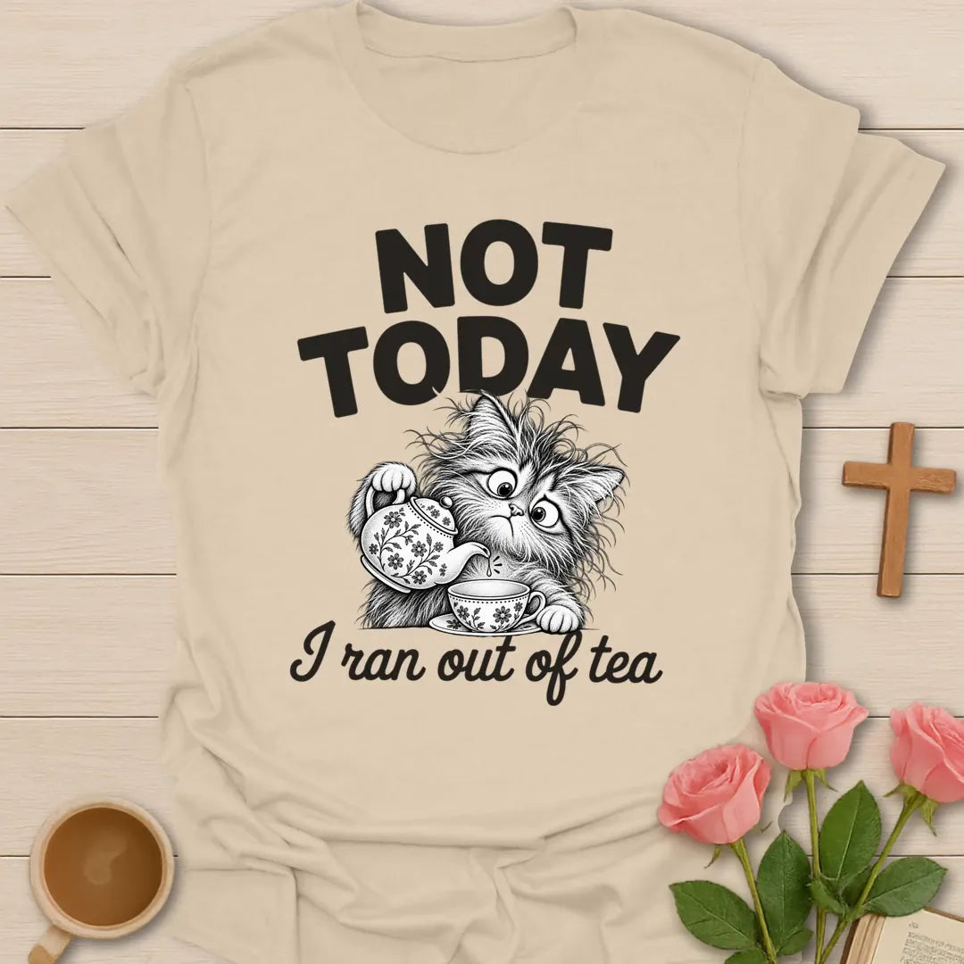 No Tea funny Christian t-shirt with playful faith-inspired tea lettering design - Sand
