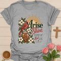 Northern Cardinal Christian tea t-shirt with bird artwork and faith-inspired design. - Sport Grey