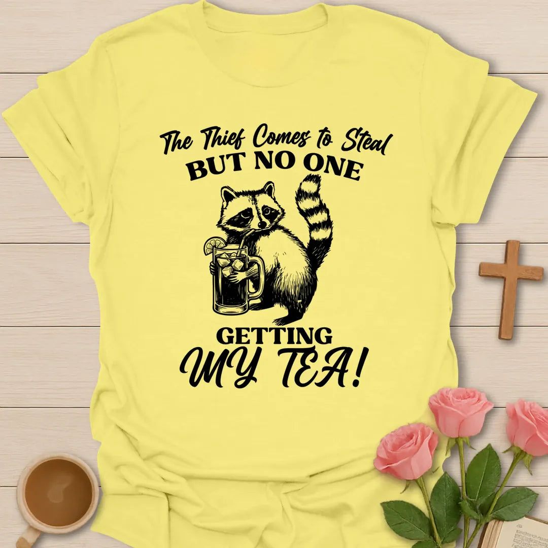 On One Getting My Tea t-shirt with playful tea lettering and faith-inspired design - Cornsilk
