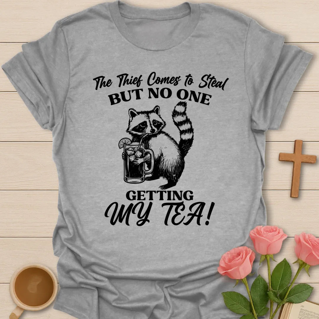 On One Getting My Tea t-shirt with playful tea lettering and faith-inspired design - Sport Grey
