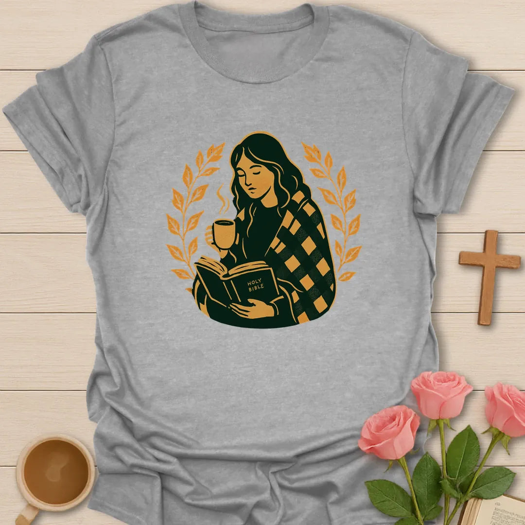 Peace shirt with teacup, dove, and cream vintage lettering. - Sport Grey