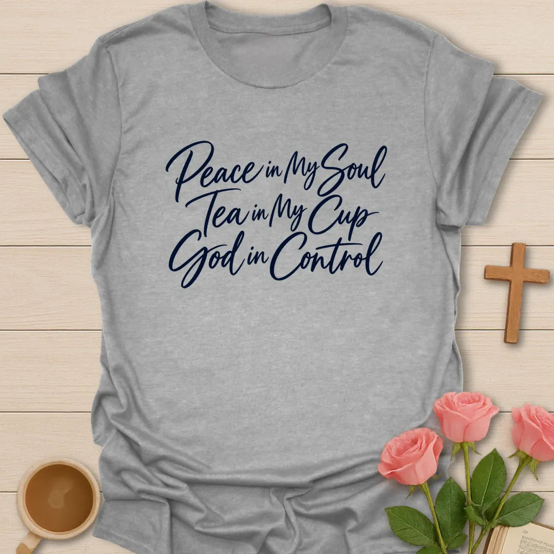 Peace Tea God t-shirt with tea and faith lettering - Sport Grey