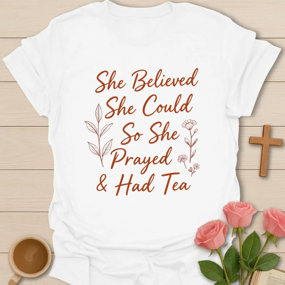 Prayed & Had Tea Christian T-Shirt KozzyCo Christian and tea lover design