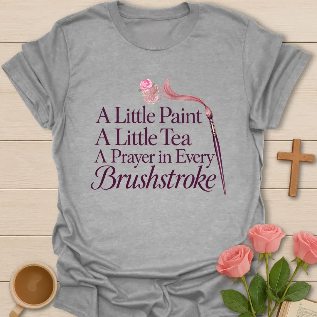 Prayer In Brushstroke Christian tea shirt with faith-inspired lettering design - Sport Grey