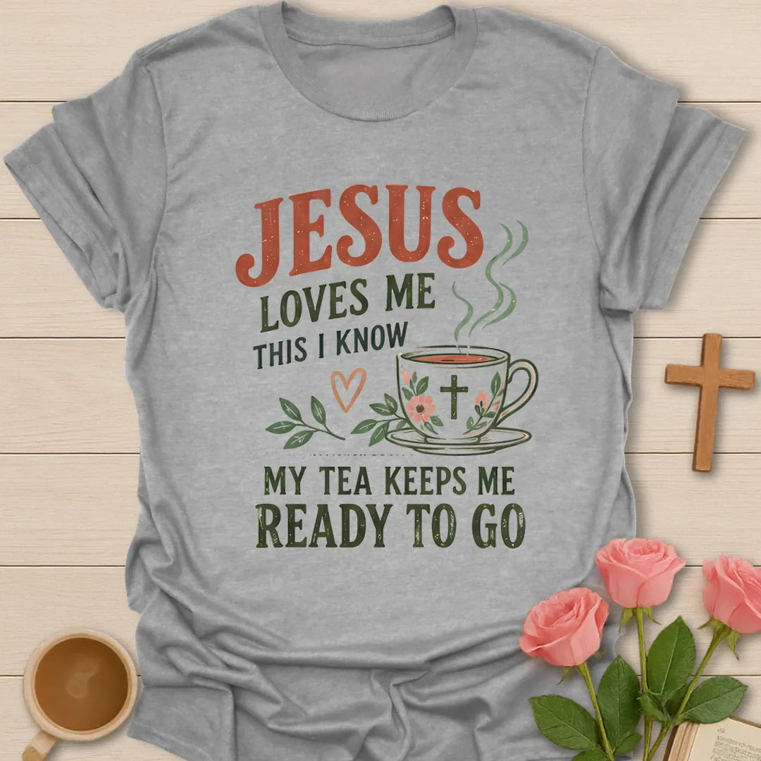 Ready To Go t-shirt with playful lettering and faith-inspired design - Sport Grey