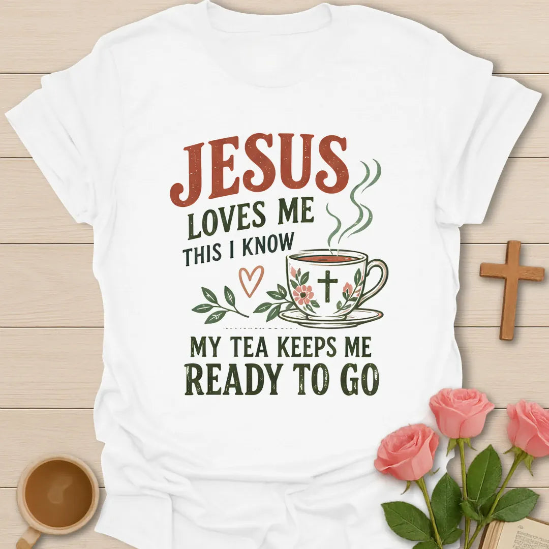 Ready To Go t-shirt with playful lettering and faith-inspired design - White