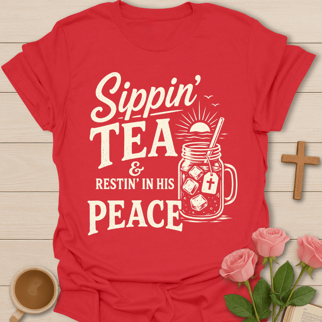 Restin In His Peace Tea T-Shirt KozzyCo Christian and tea lover design
