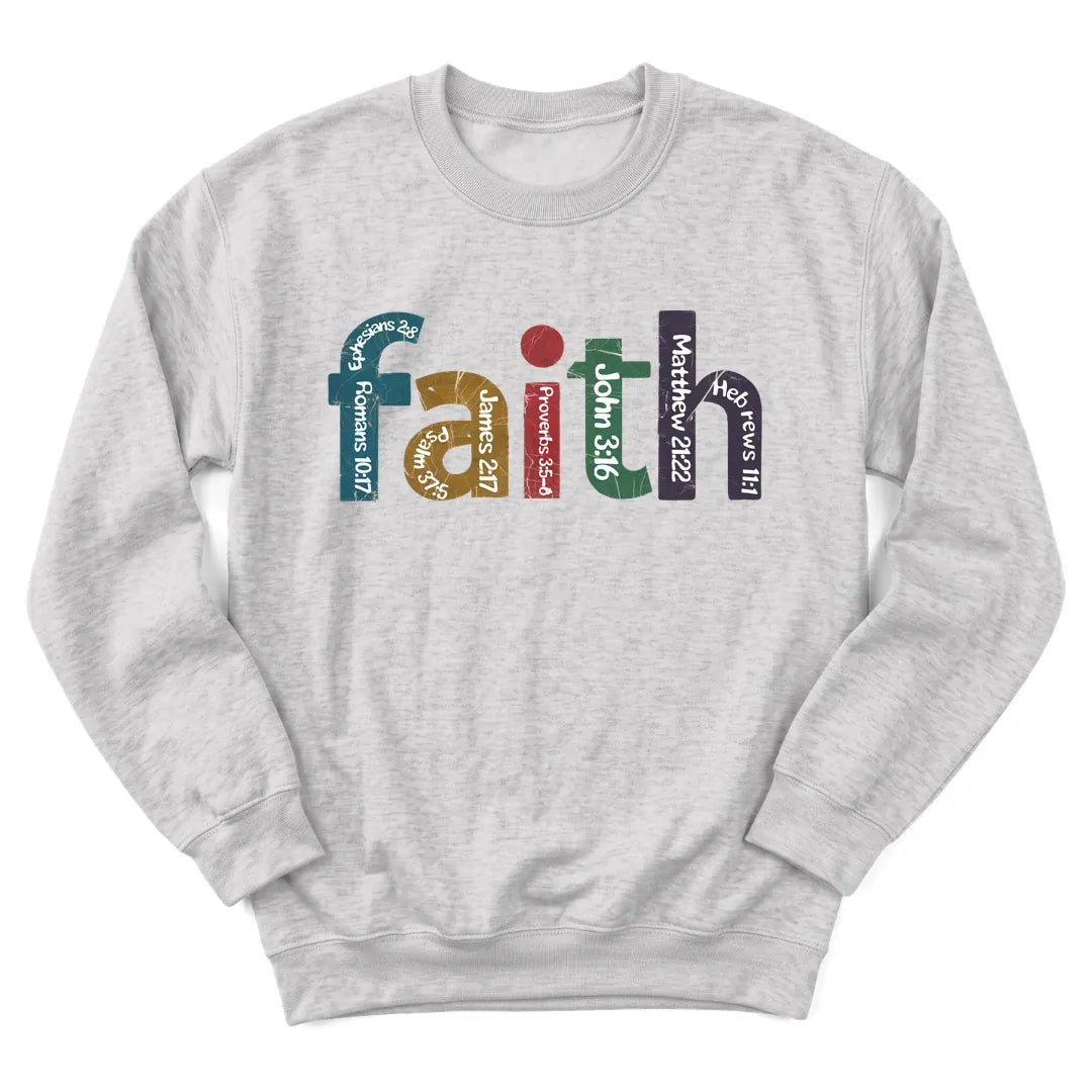 Retro Faith sweatshirt with vintage sunburst and faith lettering - Ash