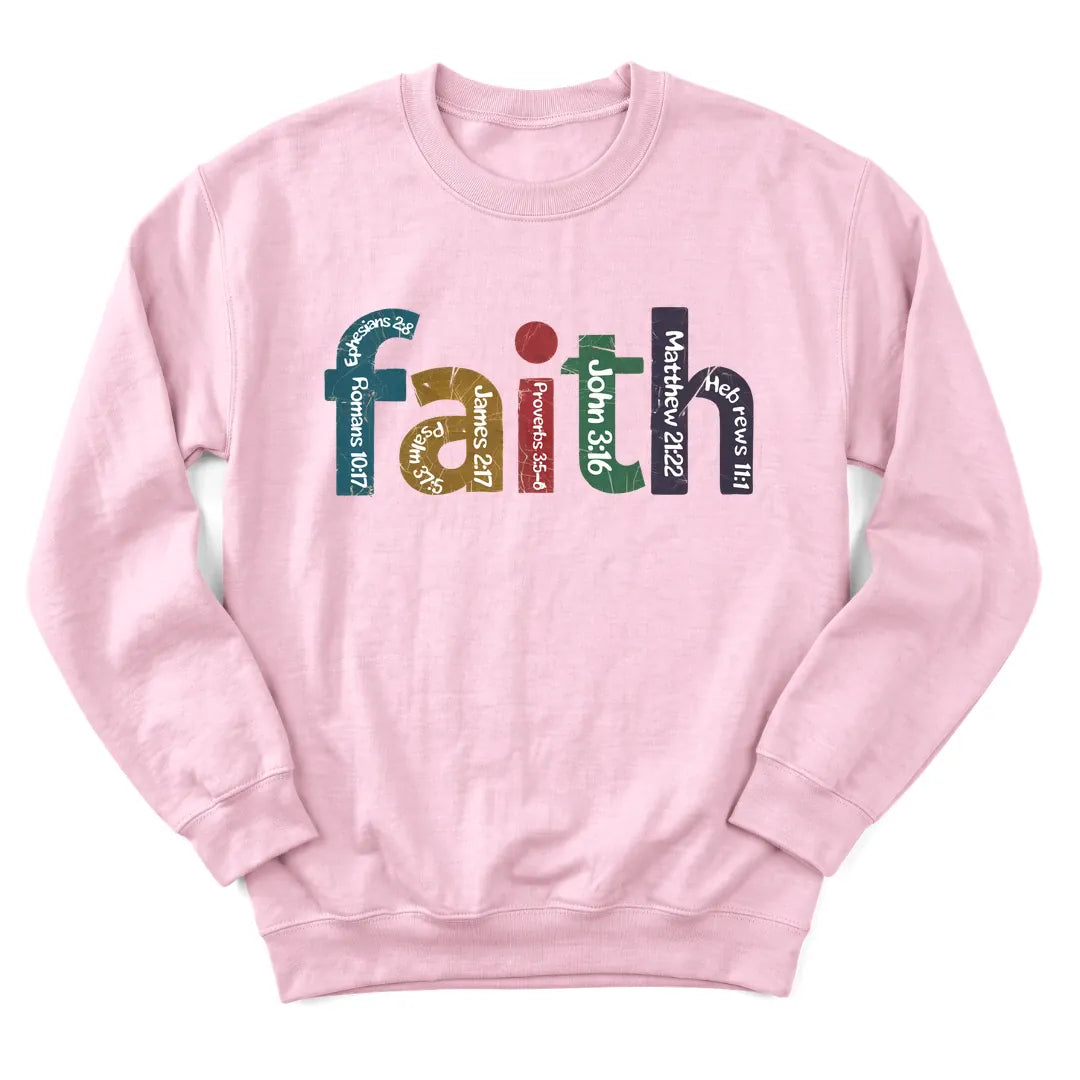 Retro Faith sweatshirt with vintage sunburst and faith lettering - Light Pink