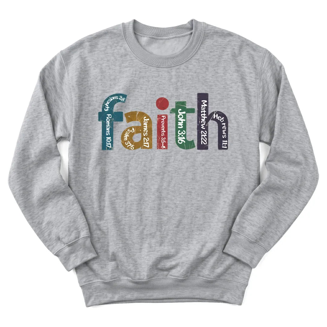 Retro Faith sweatshirt with vintage sunburst and faith lettering - Sport Grey