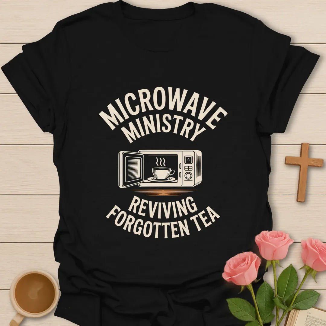 Reviving Forgotten Tea shirt with playful lettering and faith-inspired tea design. - Black
