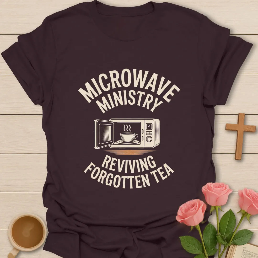 Reviving Forgotten Tea shirt with playful lettering and faith-inspired tea design. - Dark Chocolate