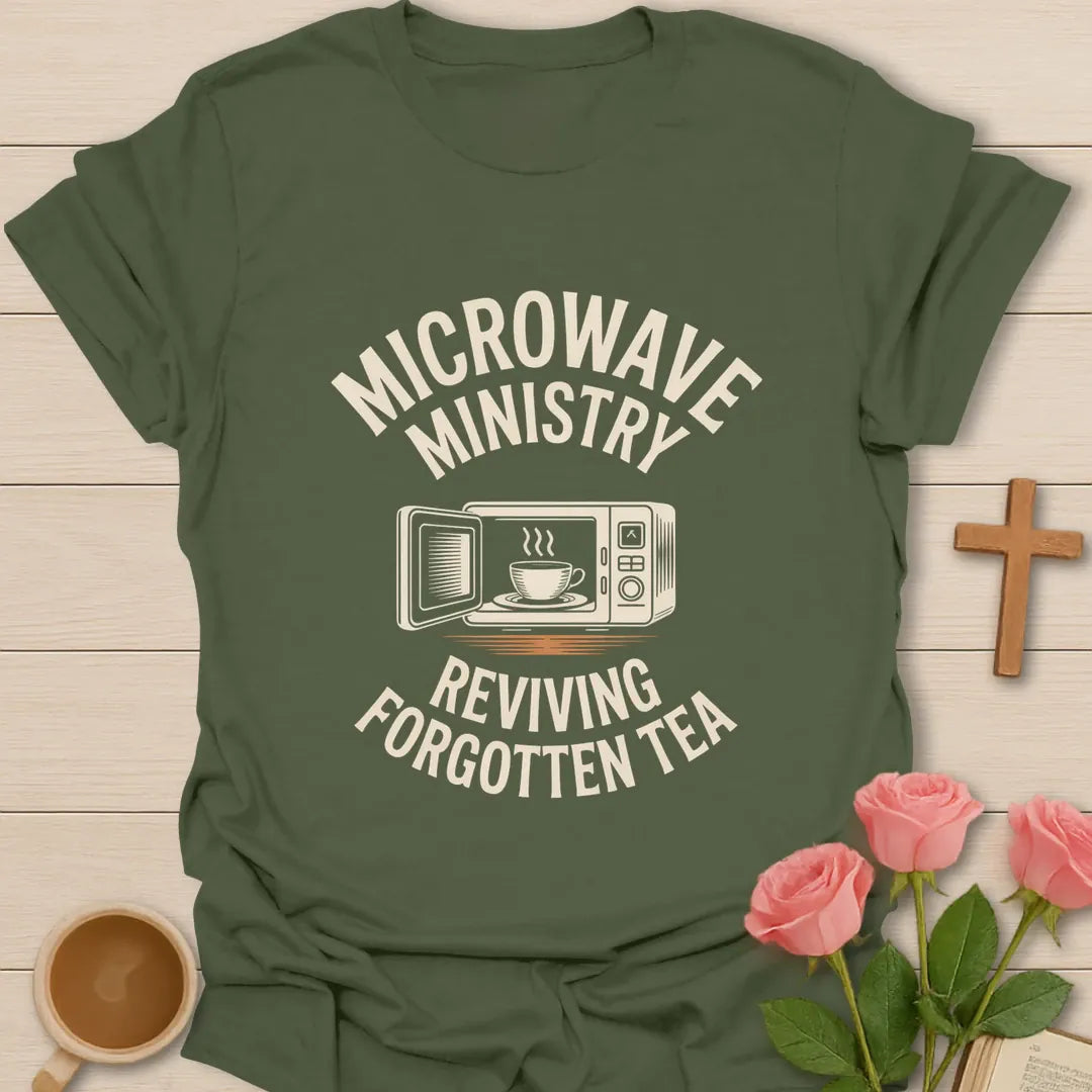 Reviving Forgotten Tea shirt with playful lettering and faith-inspired tea design. - Military Green
