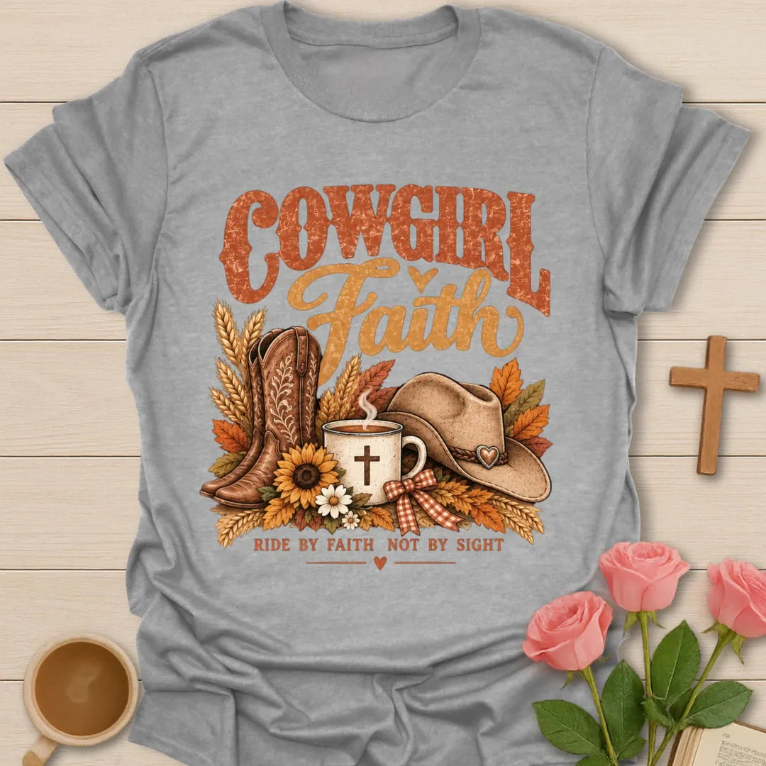 Ride By Faith Christian t-shirt with faith-inspired lettering and design - Sport Grey