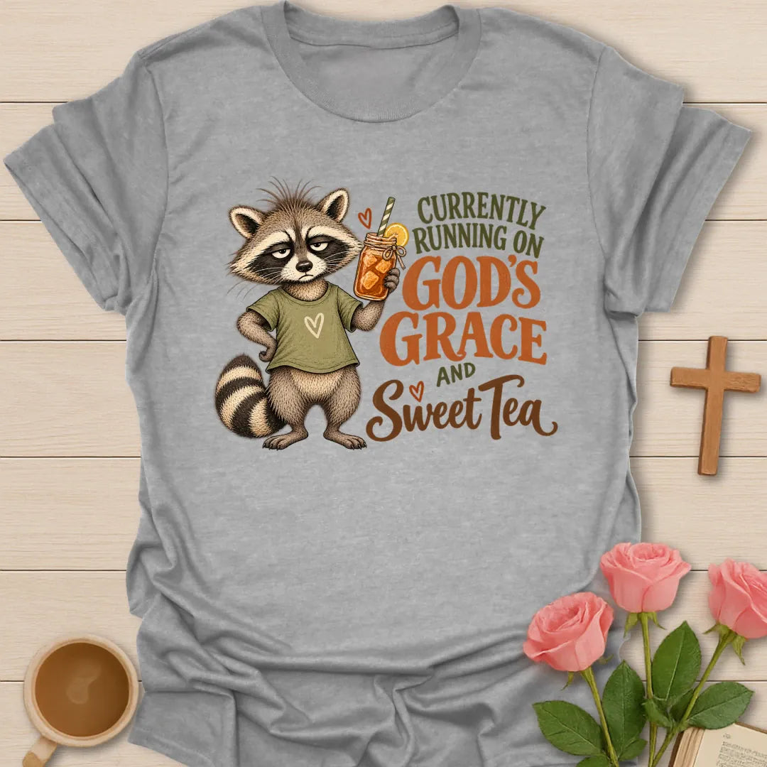 Running On Christian t-shirt with faith-inspired tea lettering design - Sport Grey