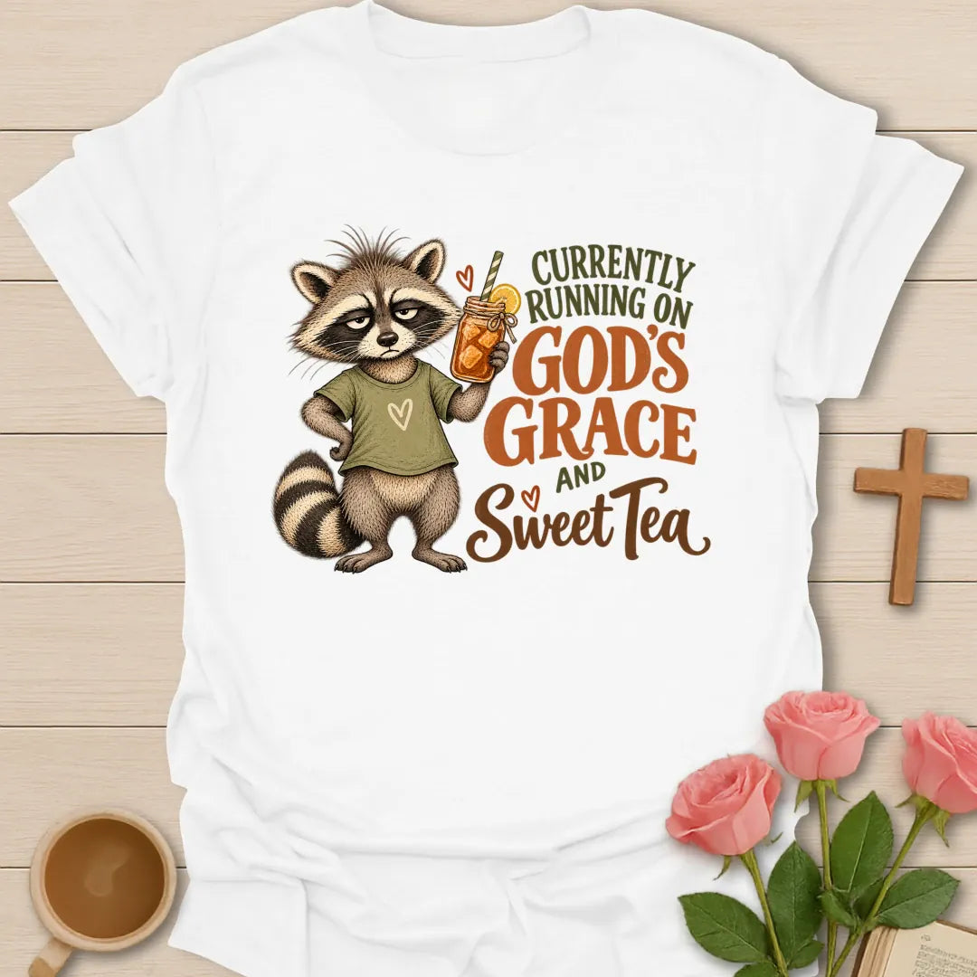 Running On Christian t-shirt with faith-inspired tea lettering design - White