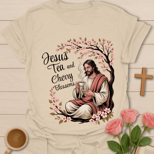 Cherry Blossom Jesus Tea T-Shirt T-Shirt
