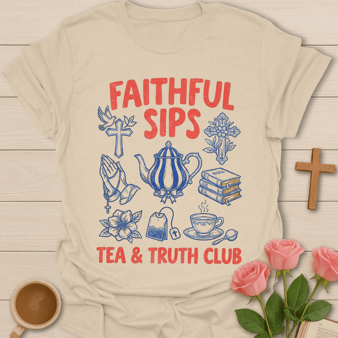 Faithful Sips Tea Club T-Shirt T-Shirt